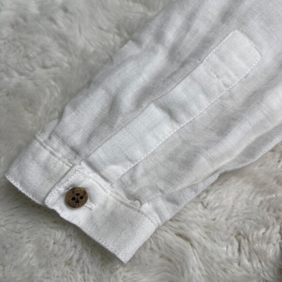 Pili Carrera Kid's White 1/2 Button Down Long Sleeve Linen Cotton Shirt Size 5 - Picture 9 of 9